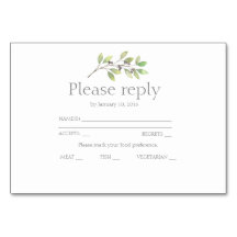 Green leaves wedding invitation rsvp