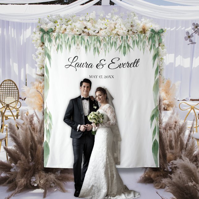 Green Leaves Wedding Photo Booth Backdrop Tapestry (Creator Uploaded)