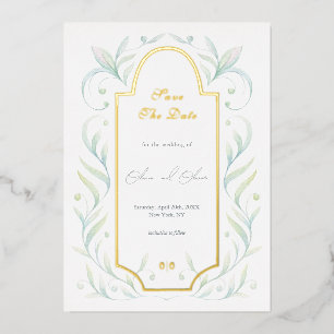 Green Leaves Wedding Save The Date