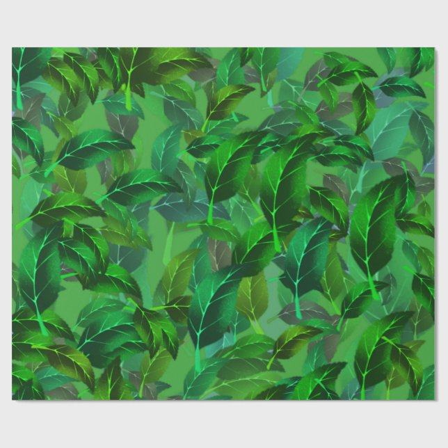 Green Leaves Wrapping Paper (Flat)