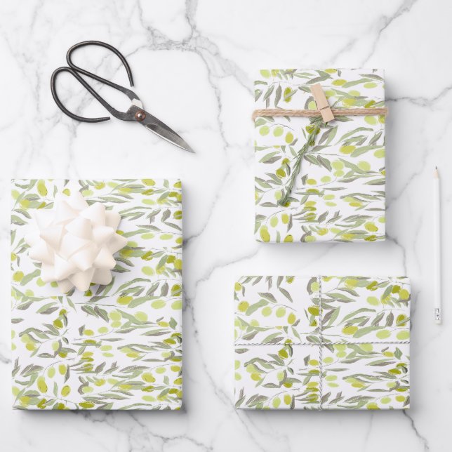 Green leaves wrapping paper sheet (Front)