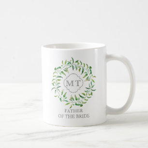 Green Leaves Wreath Bachelor Party Monogram Coffee Mug