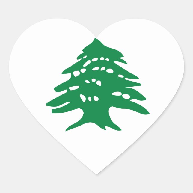 Green Lebanon Cedar Tree Heart Sticker (Front)
