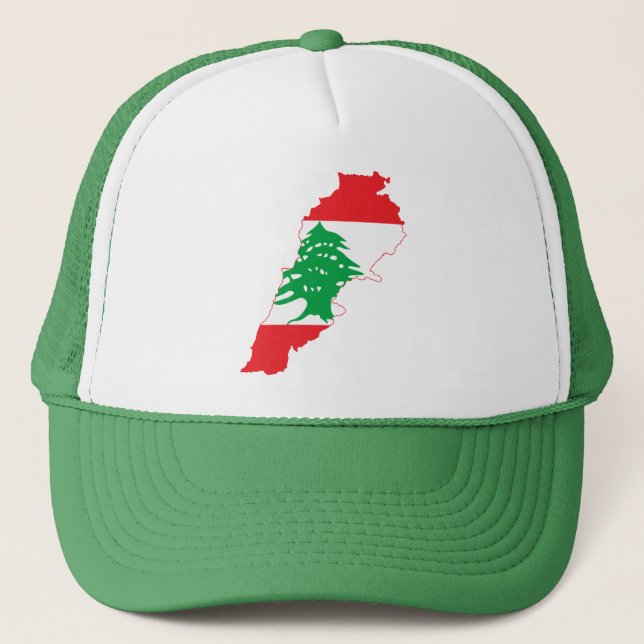 GREEN Lebanon Flag Map Trucker Hat (Front)