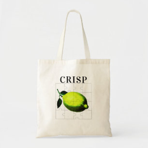 Green Lemon CRISP Puzzle Graphic Aesthetic Canvas Tote Bag