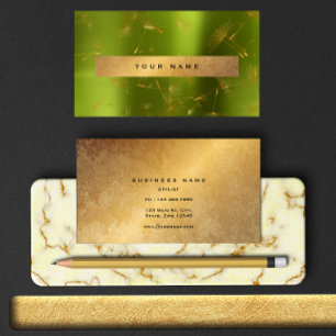 Green Lemon Gold Grungy Dandelion Confetti Vip Business Card