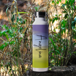 Green lemon lavender name water bottle