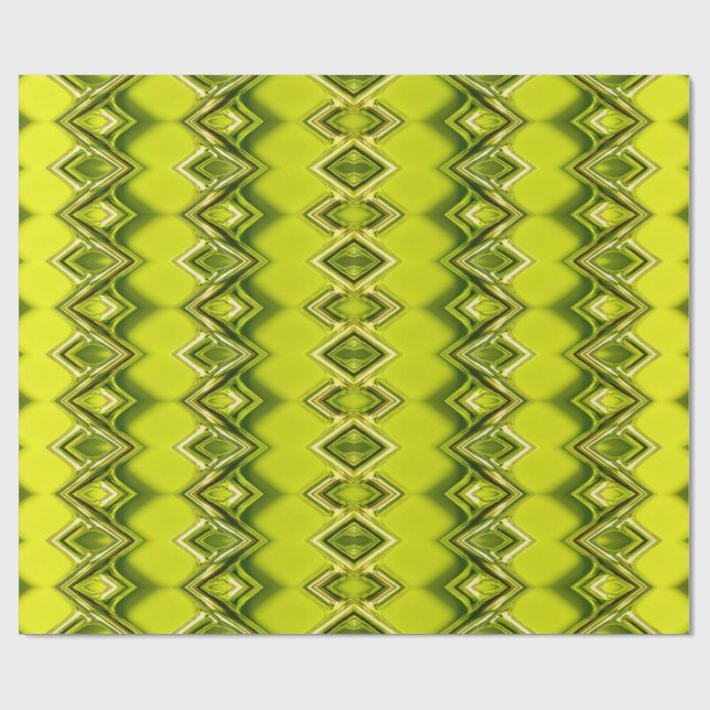 green & lemon yellow diamond pattern wrapping paper (Flat)