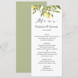 Green   Lemons and Leaves Boho chic Wedding Invitation
