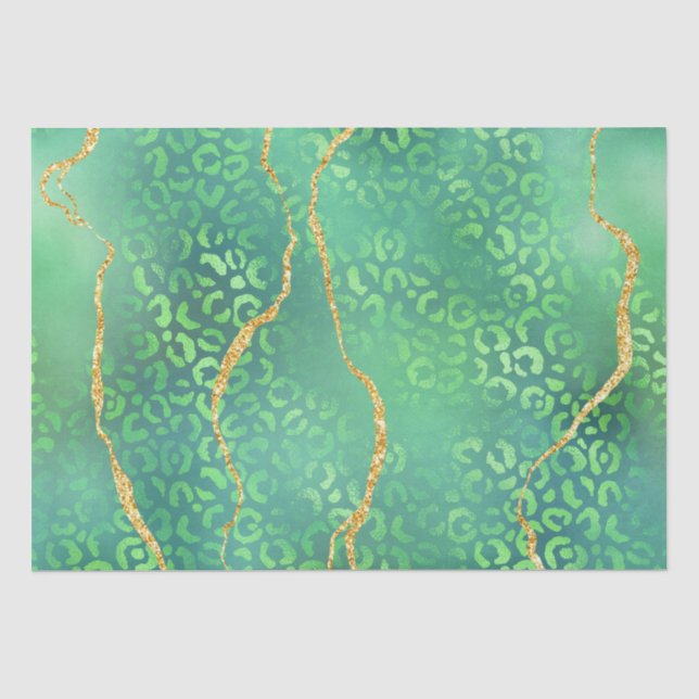 Green Leopard Agate | Glam Abstract Jungle Tissue Paper (Front)