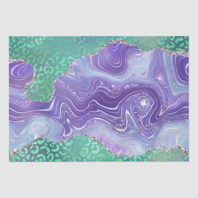 Green Leopard Agate | Glam Abstract Stone Pattern Tissue Paper (Front)