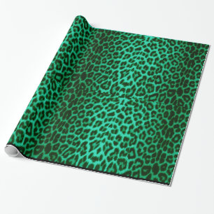 Green Leopard Festive Animal Print Wrapping Paper