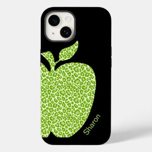 Green Leopard Print Apple Teachers Case-Mate iPhone 14 Case
