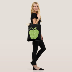Green Leopard Print Apple Teachers Tote Bag