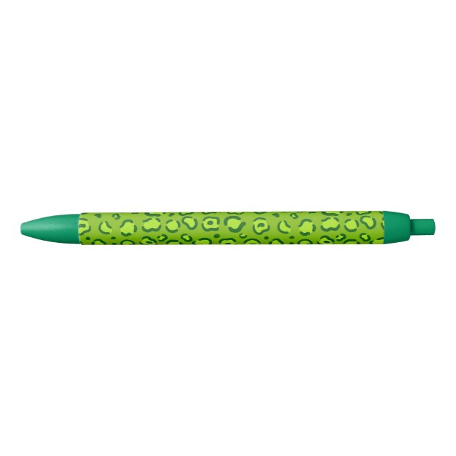 Green Leopard Print Black Ink Pen (Front)
