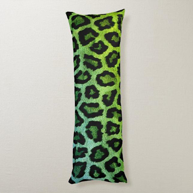 Green Leopard Print Body Pillow (Back (Vertical))