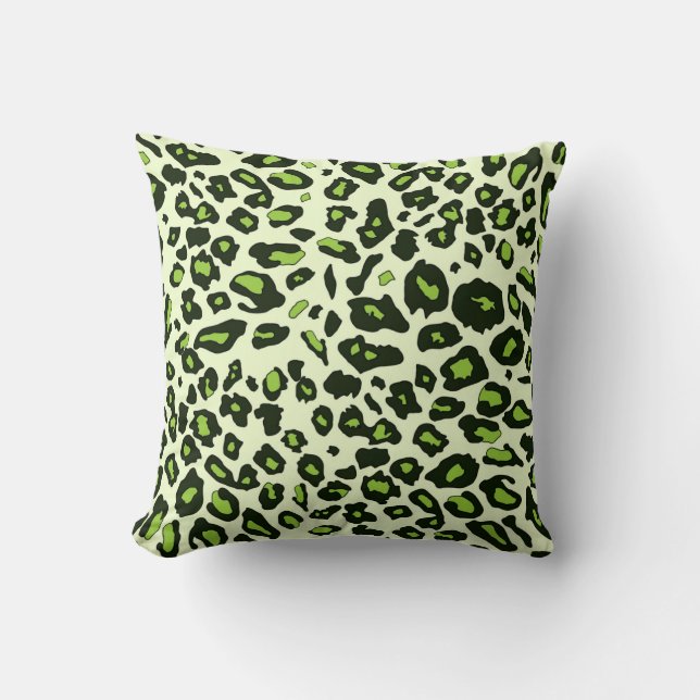 Green leopard print cushion (Front)