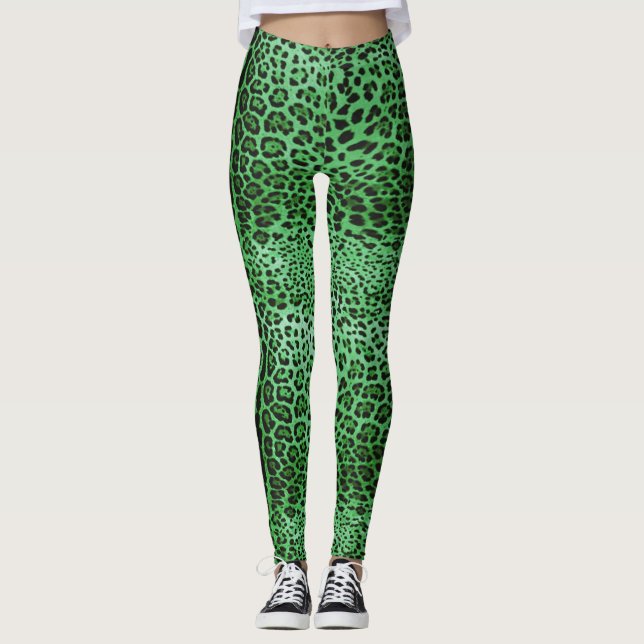 Green Leopard Print Leggings (Front)