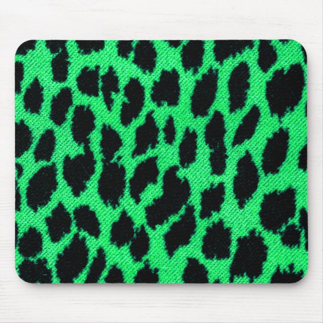 Green Leopard Print Mouse Pad (Front)