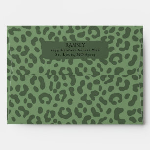 Green Leopard Print Return Address Envelope