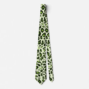 Green leopard print tie