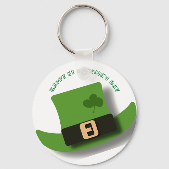 Green Leprechaun Hat St Patrick’s Day Key Ring (Front)
