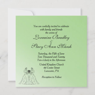 Green Lesbian Wedding Invitation