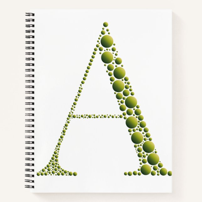 Green Letter A Journal – MinimalAesthetic Notebook (Front)