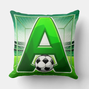 ⚽ Green Letter A Soccer Logo Stadium Goal Sports Cushion