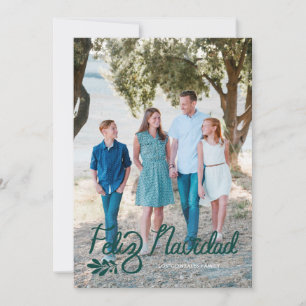 Green Lettered Feliz Navidad Photo Christmas Card