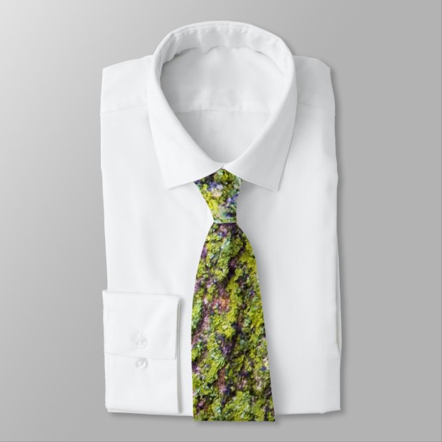 Green Lichen on Tree Bark Nature Tie (Tied)