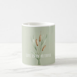 Green Life is Beautiful Cattails Coffee Mug