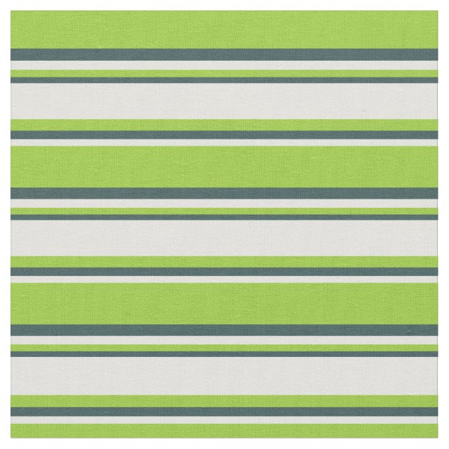 Green, Light Cyan & Dark Slate Grey Coloured Lines Fabric (Close Up)