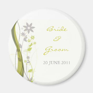 Green & light grey floral charm magnet