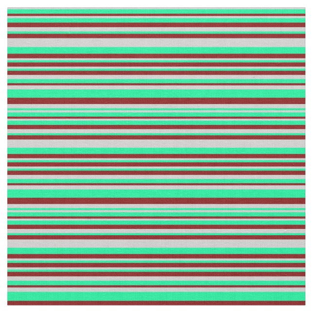 Green, Light Grey & Maroon Lines Fabric (Close Up)