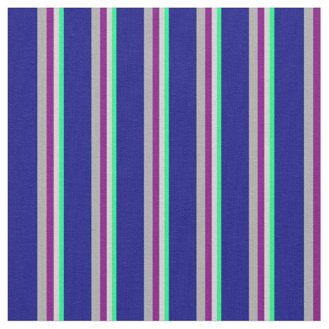 Green, Light Grey, Purple, Dark Grey, and Blue Fabric (Close Up)