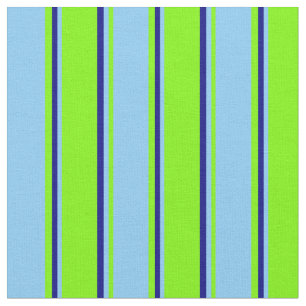 Green, Light Sky Blue, and Blue Coloured Stripes Fabric