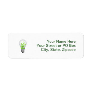 Green Lightbulb Symbol Return Address Label