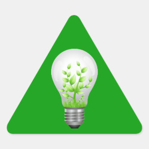 Green Lightbulb Symbol Triangle Sticker