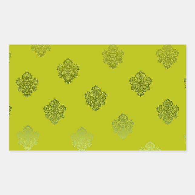 green lightgreen sikl silver white ornaments rectangular sticker (Front)