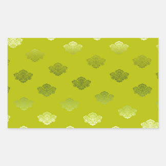 green lightgreen sikl silver white ornaments rectangular sticker