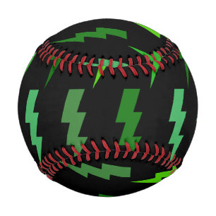 Green Lightning Bolt Electric Storm Thunder Baseball