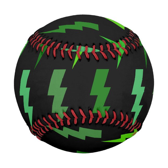 Green Lightning Bolt Electric Storm Thunder Baseball (Front)