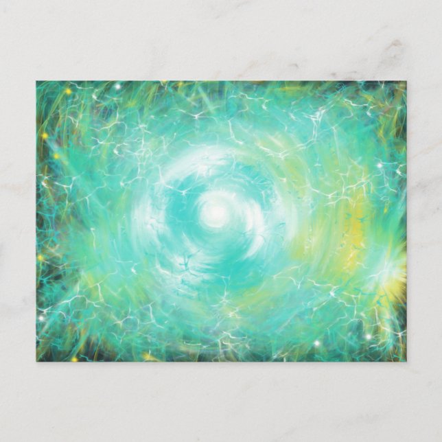 Green Lightning Trinity Star Christian Worship Art Postcard (Front)