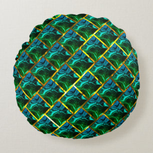 Green like emerald under a golden grating? round cushion