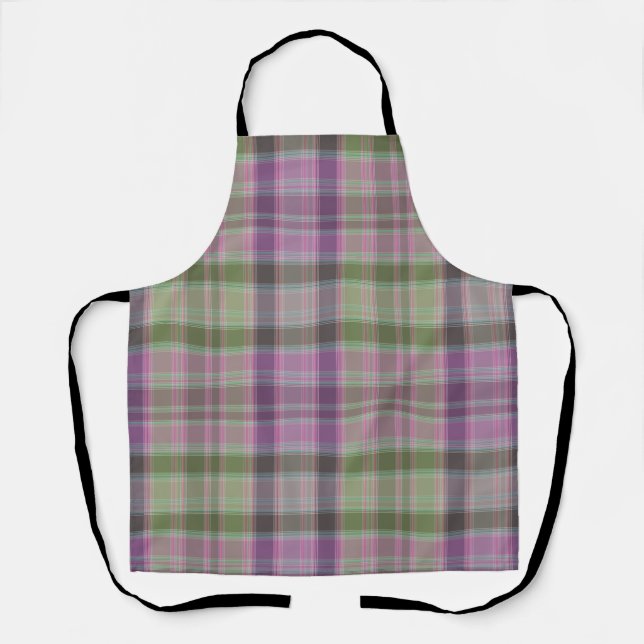 Green, lilac classic tartan.  apron (Front)