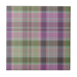 Green, lilac classic tartan ceramic tile