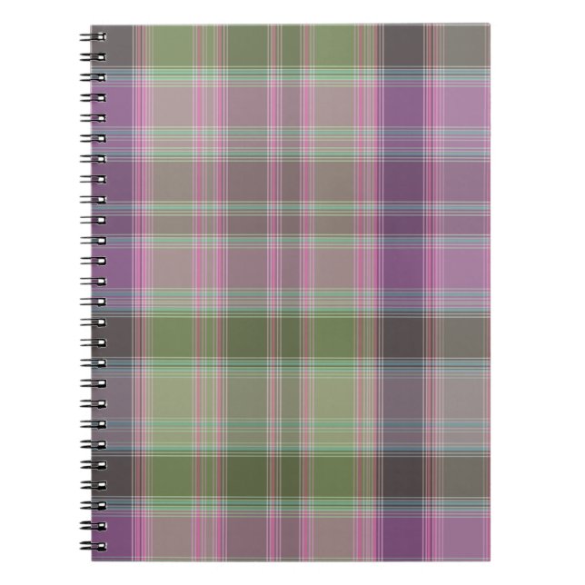 Green, lilac classic tartan. notebook (Front)