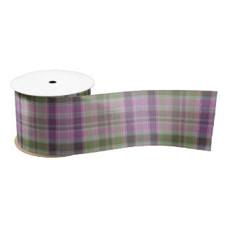Green, lilac classic tartan. satin ribbon