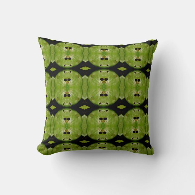 green lily pad pattern abstract black back cushion (Front)